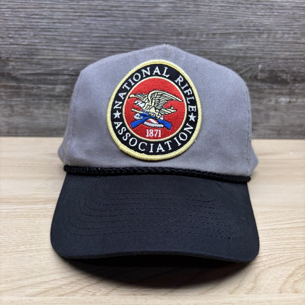 National Rifle Association Hat Cap Snap Back Gray Black Logo Patch Mens Cobra